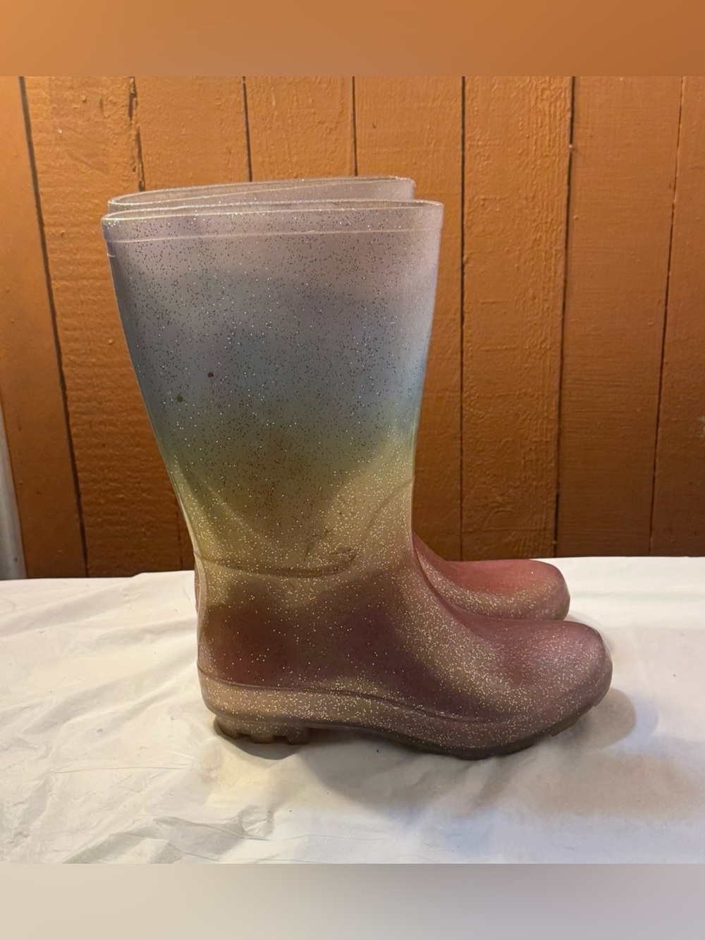 Cat & Jack Cece Glitter Rain Boots girls size 2Y